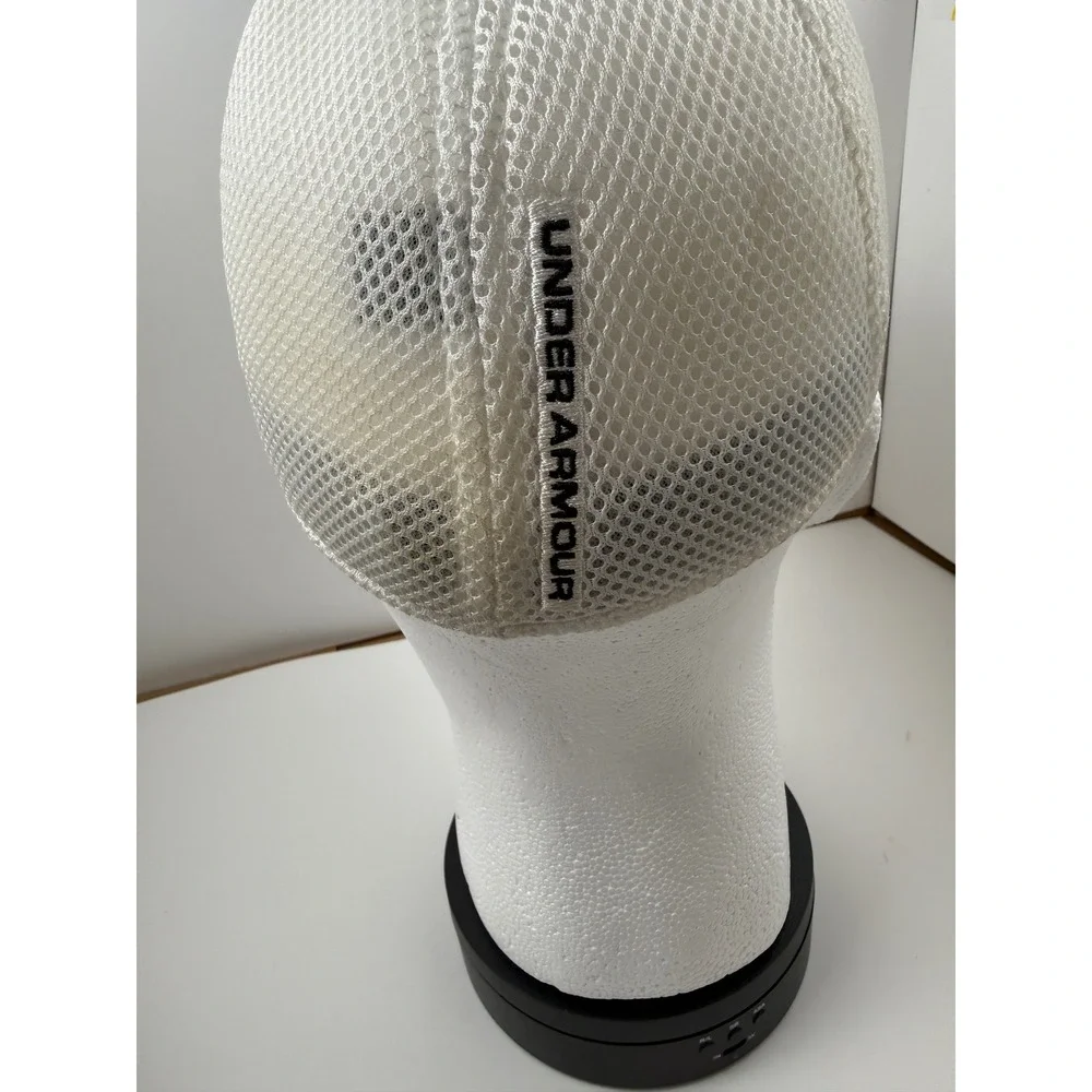 Under Armour Golf Trucker Hat Grey Striped Mesh Back Blue Logo Baseball Cap - Picture 5 of 12